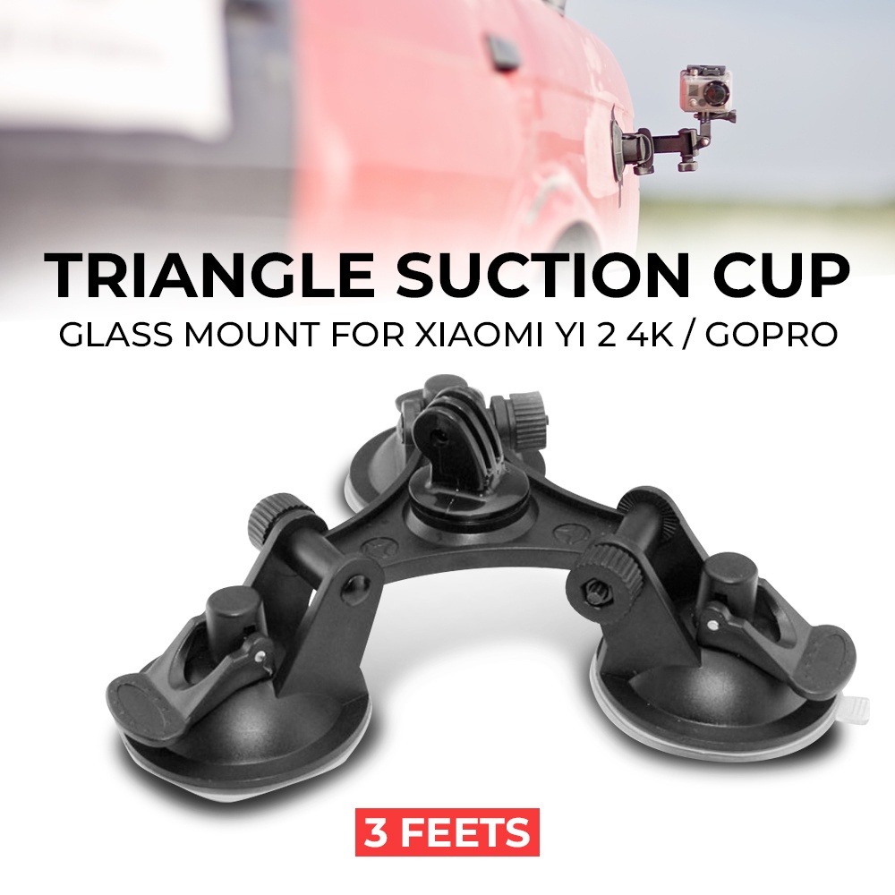 3 Feets Triangle Stable Car Suction Cup Glass Mount Sucker - OMCS9IBK Black