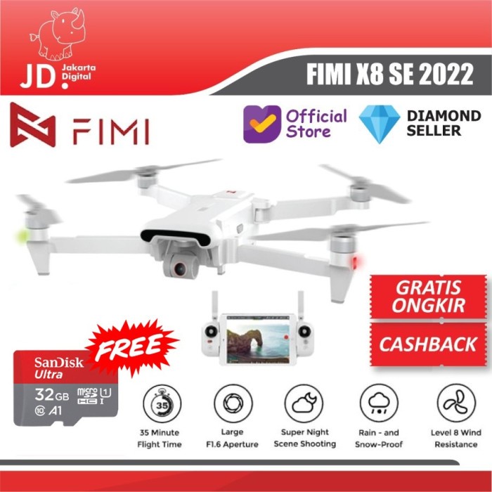 Fimi X8 Se 2022 Drone Rc 10Km 48Mp 1/2" 4K 3-Axis Gimbal Camera Gps