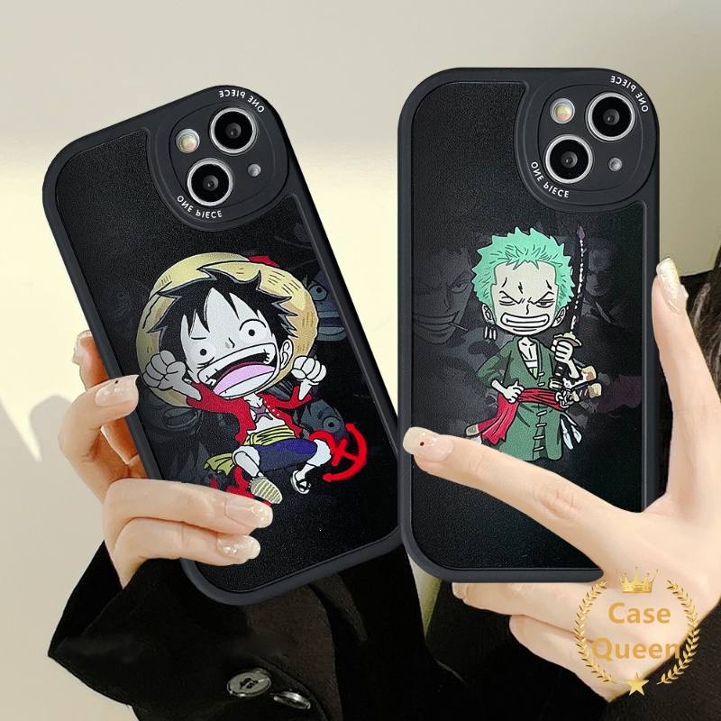 IPHONE Case Kompatibel Untuk Iphone11 14 13 12 Pro MAX 7 6s 14 8 6 Plus XR X XS MAX SE 202 Anime One Piece Luffy Zoro Kartun Lucu Shockproof Oval Lensa Soft Tpu Back Cover