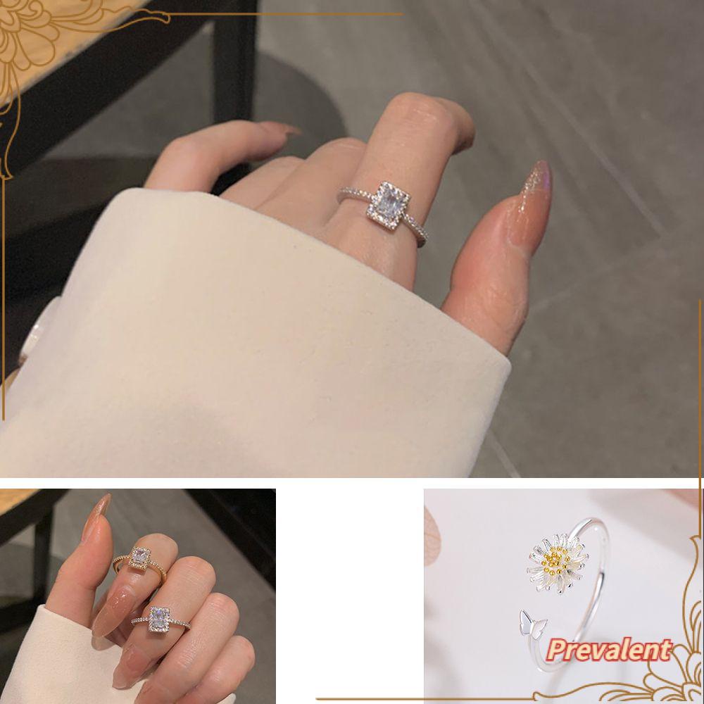 Preva Pembukaan Cincin Fashion Klasik Bunga Daisy Perhiasan Hadiah Pernikahan Keberuntungan