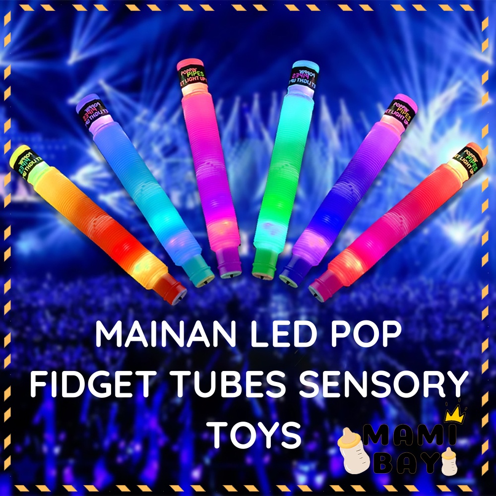 Mamibayi Mainan Pop Tubes LED/Light Up Pop Pipes/Pipa LED