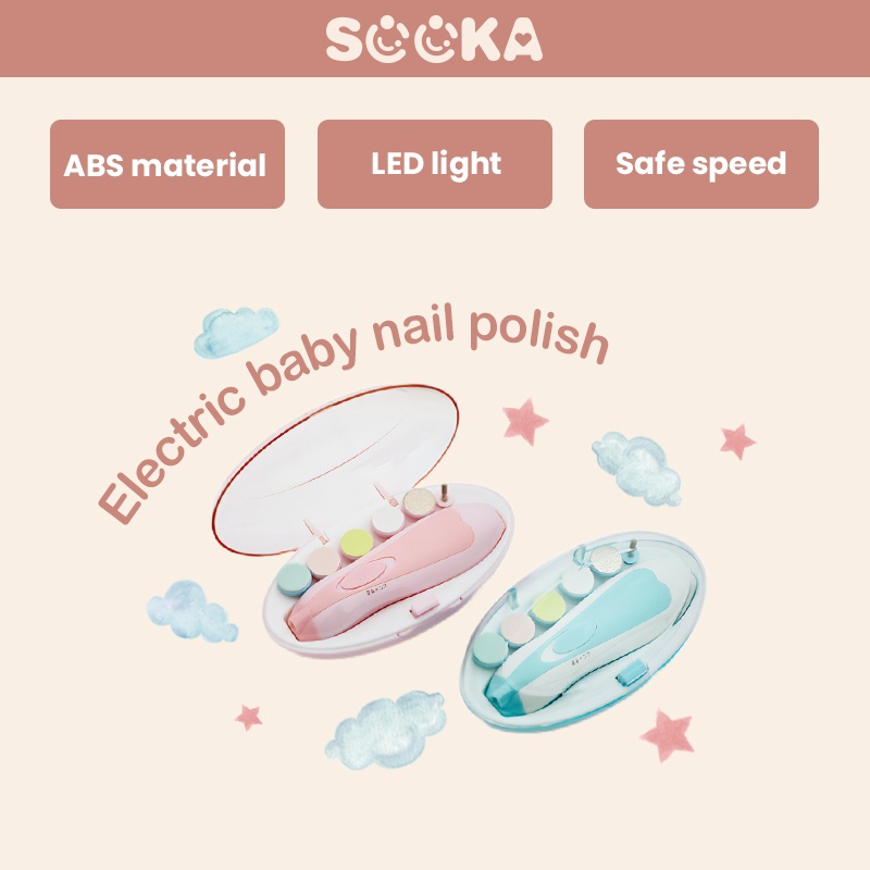 SOOKA Baby Nail Trimmer 6 in 1Set Perlengkapan Baby Gunting Kuku Bayi 6 pcs Pemotong Kuku Elektrik Bayi &amp; Dewasa Electric Nail Trimmer Manicure Set SK-EAB1110