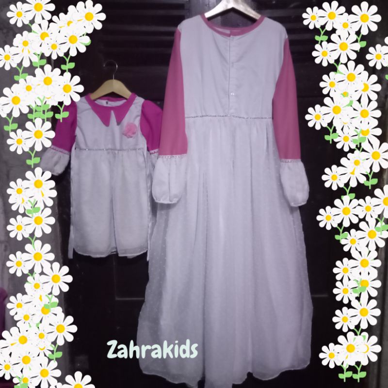 Gamis Tille Couple Ibu dan Anak Putih Sarimbit