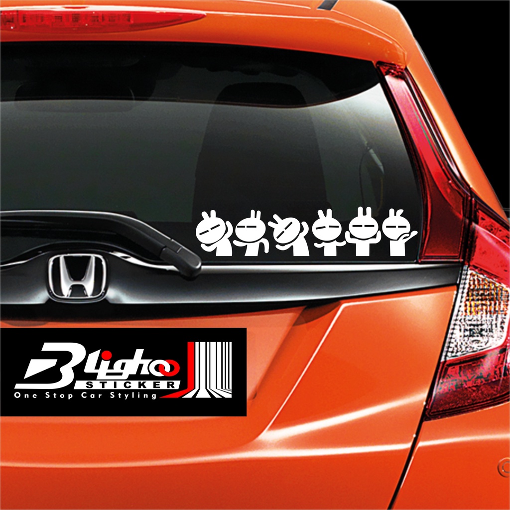 Blighoo - Cutting Sticker Mobil Tuzki Family Dance Lucu Stiker Kaca Mobil Tuski Joget Stiker Mobil K