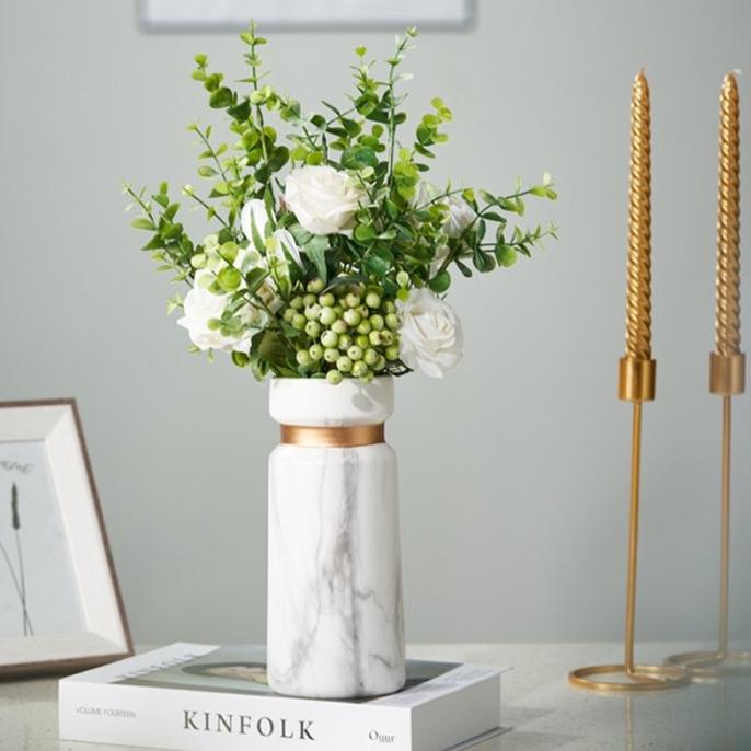 VAS BUNGA MARBLE NEW COLECTION / VAS DEKORASI MEJA KERJA GAYA LUXURY RE464FER