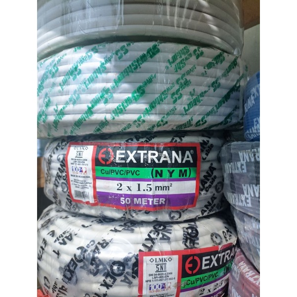 Kabel Tunggal / Engkel NYM EXTRANA 2x1, 5mm Asli Tembaga