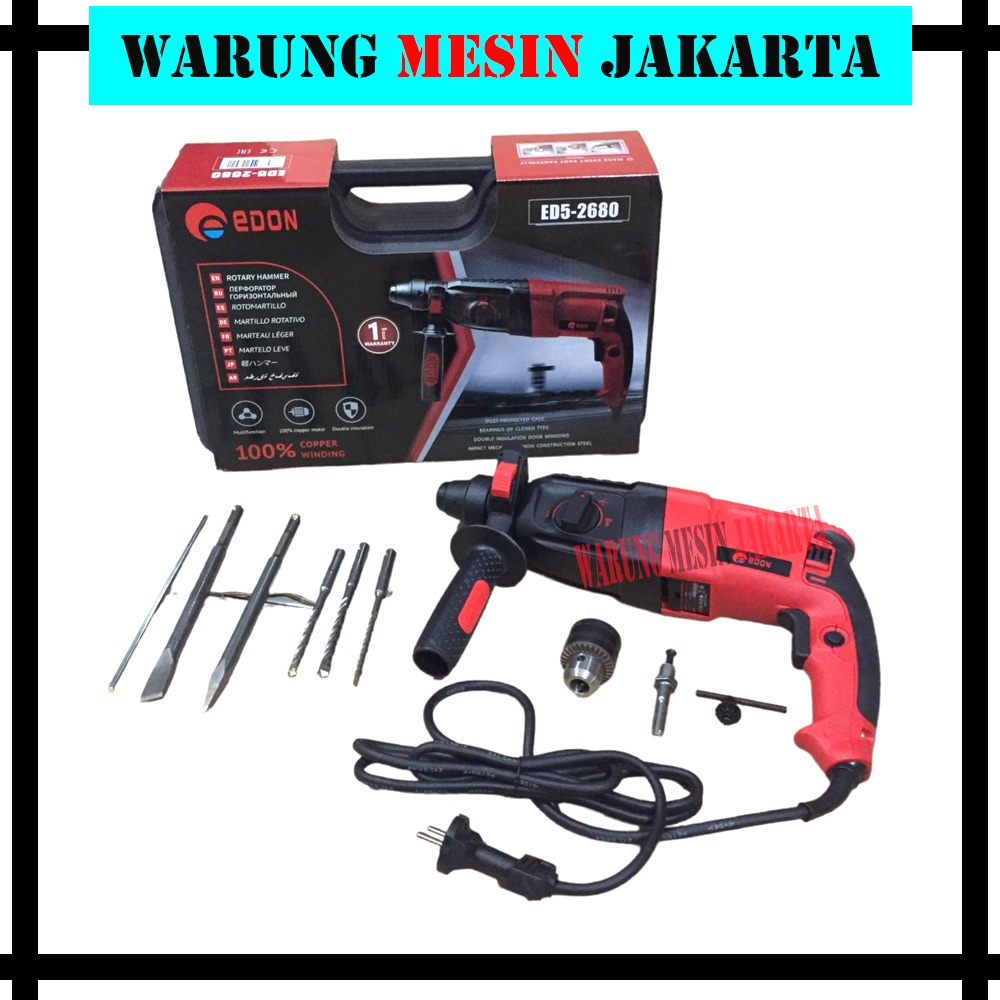 COD ROTARY HAMMER DRILL 2-226 EDON ED5-2680 BOBOK BETON BESI KAYU BOR 3 FUNGSI