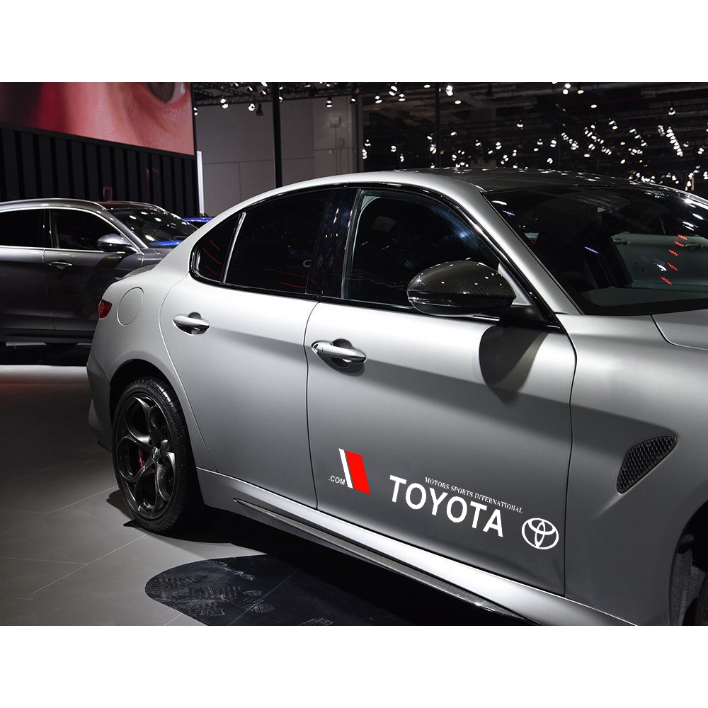 2pcs Stiker Pintu Mobil Side Body Sticker Decals Vinyl Exclusive Badge Untuk Toyota VIos Yaris Corolla Cross Veloz CHR Avanza Fortuner Rush Innova raize<Unk> Rav4 GR Gazoo Racing GR Sport