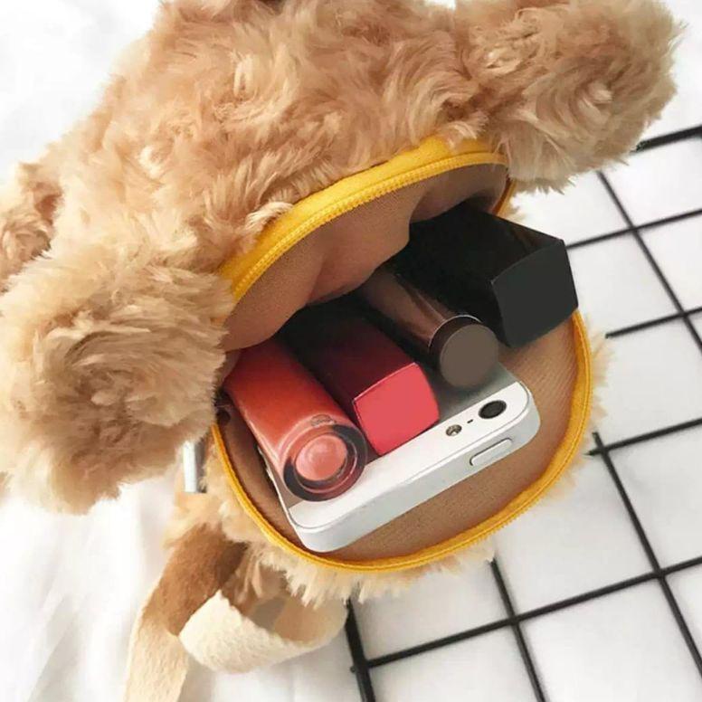 ㄳ BNG Tas Selempang BERUANG merangkulku _Tas selempang boneka_tas bulu_tas handphone_Slingbag gembok
