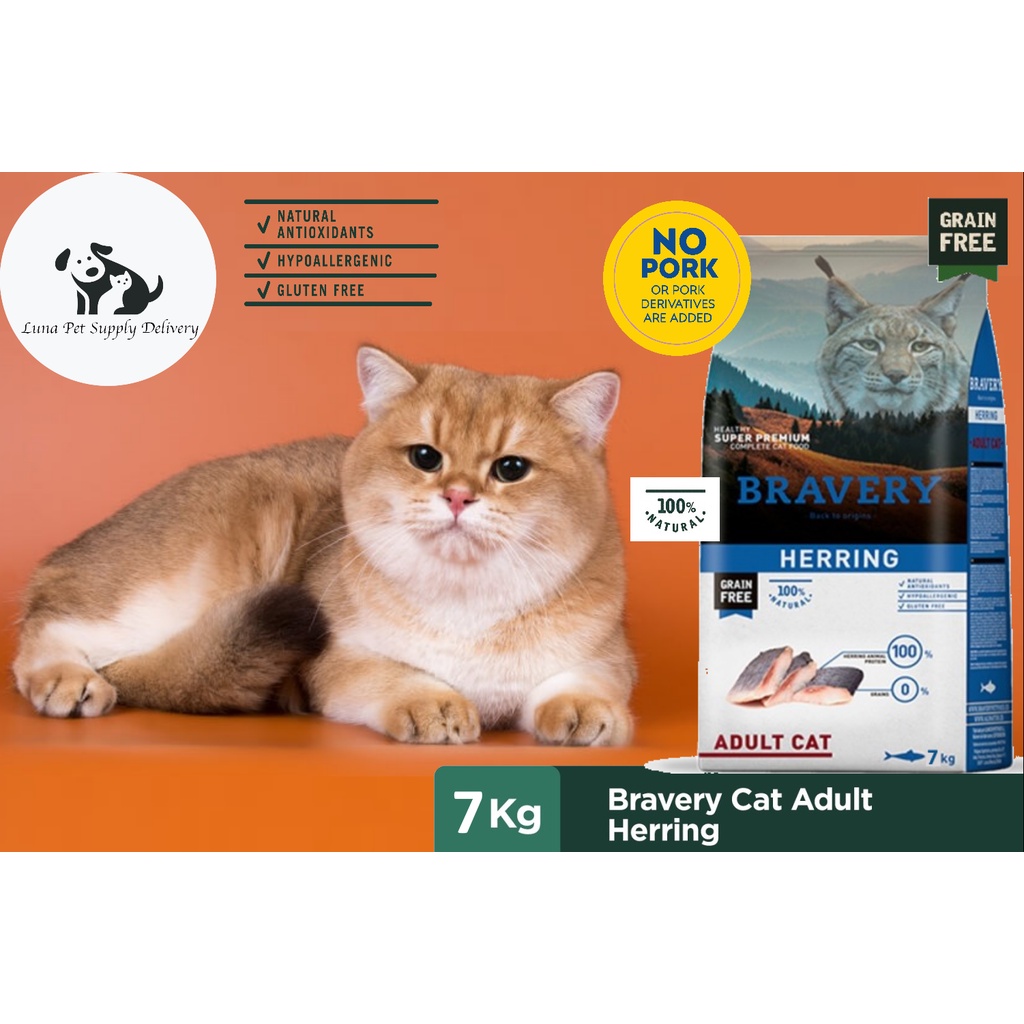 Jual Bravery Adult Cat Herring 7 kg Hypoallergenic No Pork Cat Food