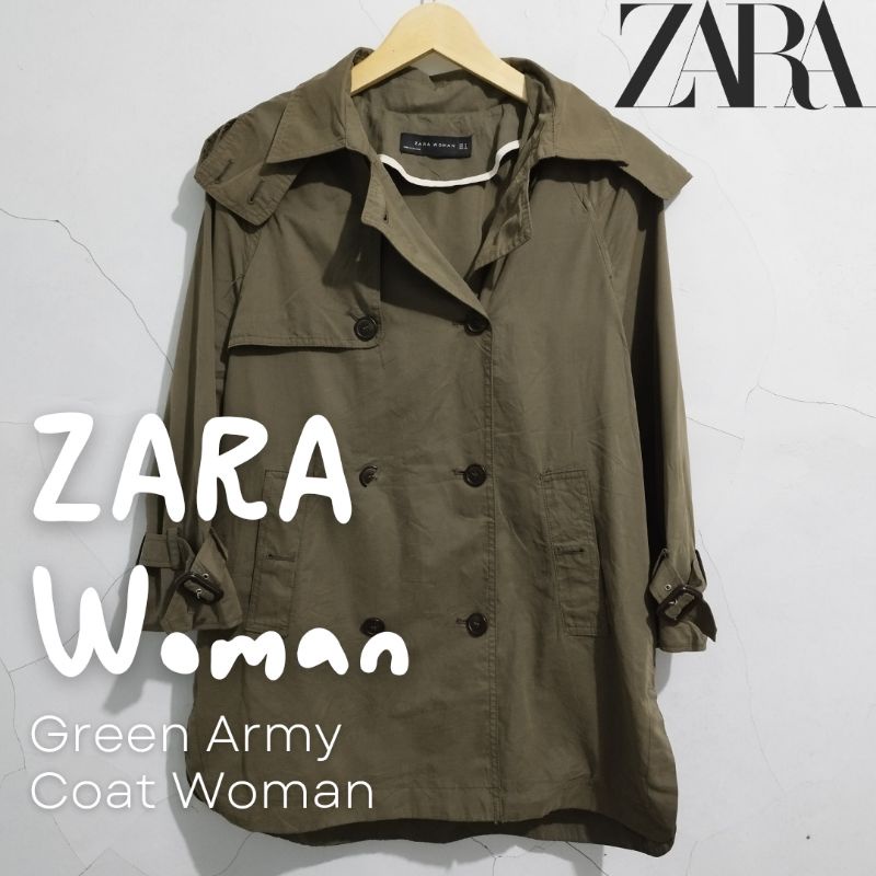 ZARA Woman Army Soft Coat Original ( PRELOVED / THRIFT )