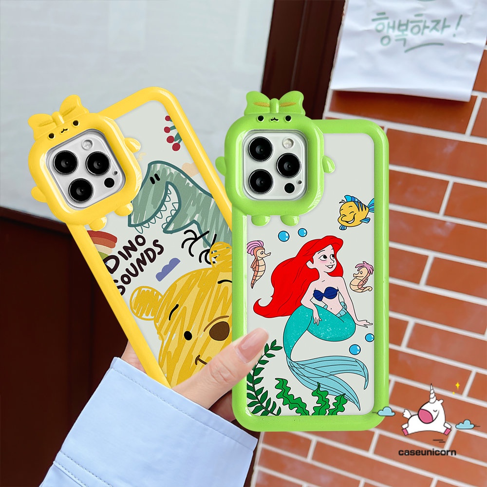 IPHONE Casing Lensa 3D Bow-knot Monster Kecil Kompatibel Untuk Iphone11 13 12 14 Pro Max8 7 6s 6 Plus XR XS Max 14 Plus X SE 2020siku Kartun Mermaid Lucu Winnie the Pooh Dinosaurus Soft Cover