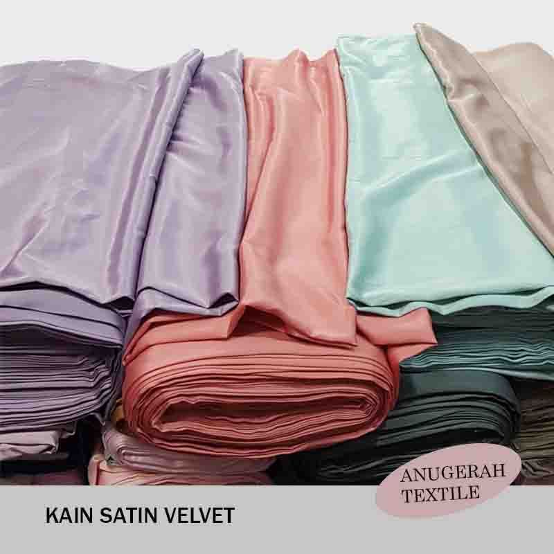 Kain paket bridesmaid. Kain tile mutiara / satin velvet / maxmara (harga per setengah meter)