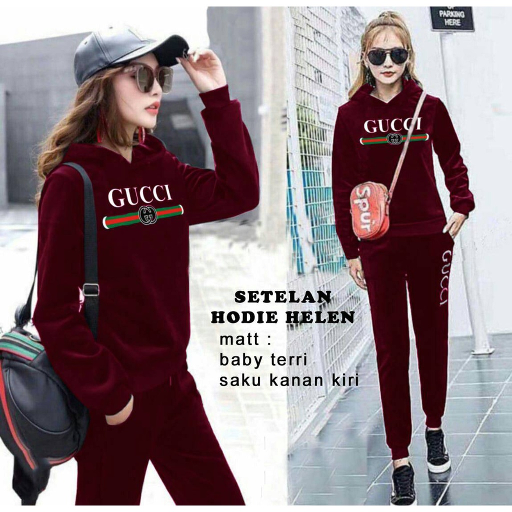 PIK - Setelan Hoodie Helen XL(61168), XXL(66121), 3XL(75198) / Best Seller / Setelan Olahraga Wanita / Set Senam Wanita / Celana dan Baju Wanita Muslim/ COD