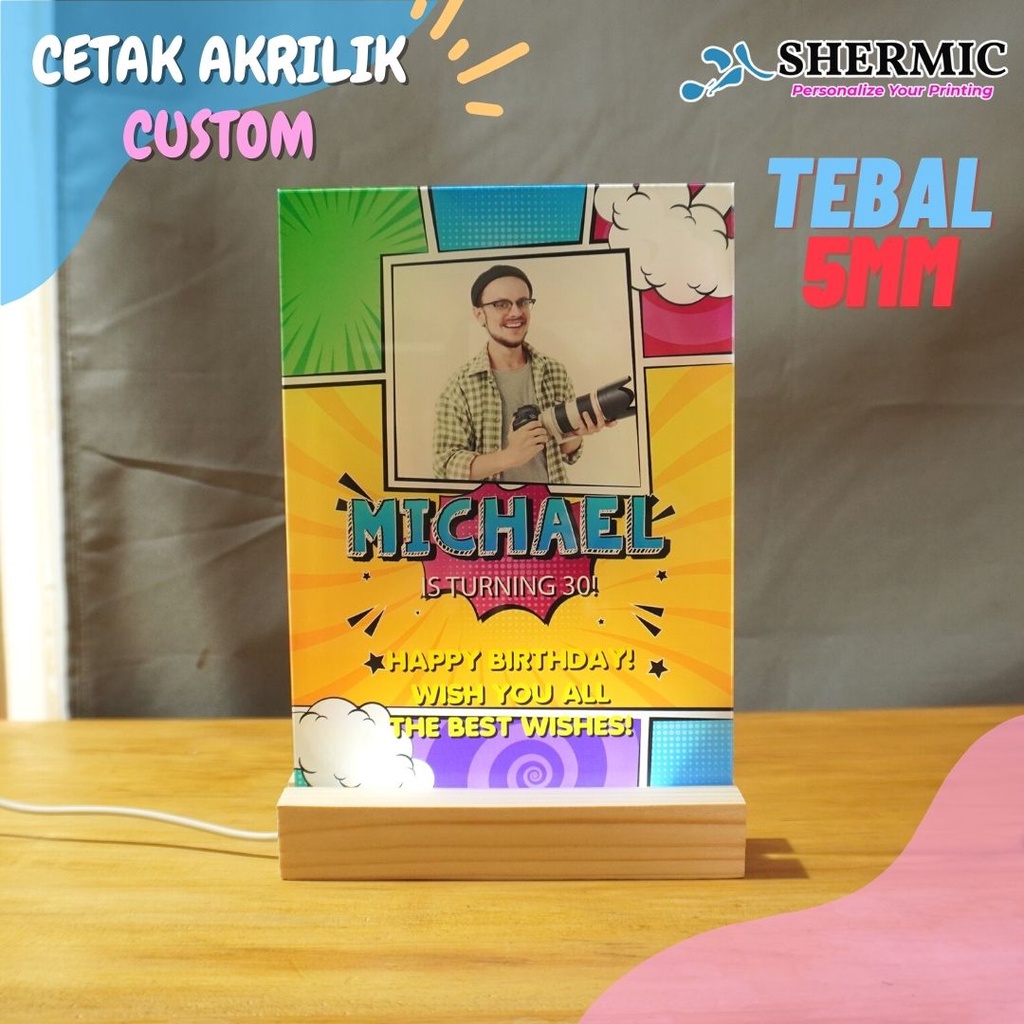 CETAK CUSTOM PRINT UV FRAME FOTO HIASAN DEKORASI ART AKRILIK ACRYLIC A5 ( Uk.15x21 Cm) Cetak LED Akrilik Kado Valentine Custom / Print Lampu Tidur Aesthetic Kaca Transparant / Hadiah Lampu Kamar Acrylic