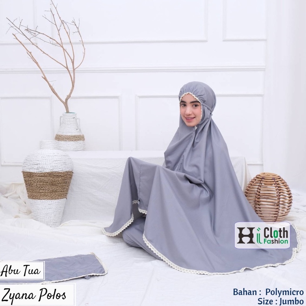 mukena polos katun micro + sajadah sujud yang bisa jadi tas