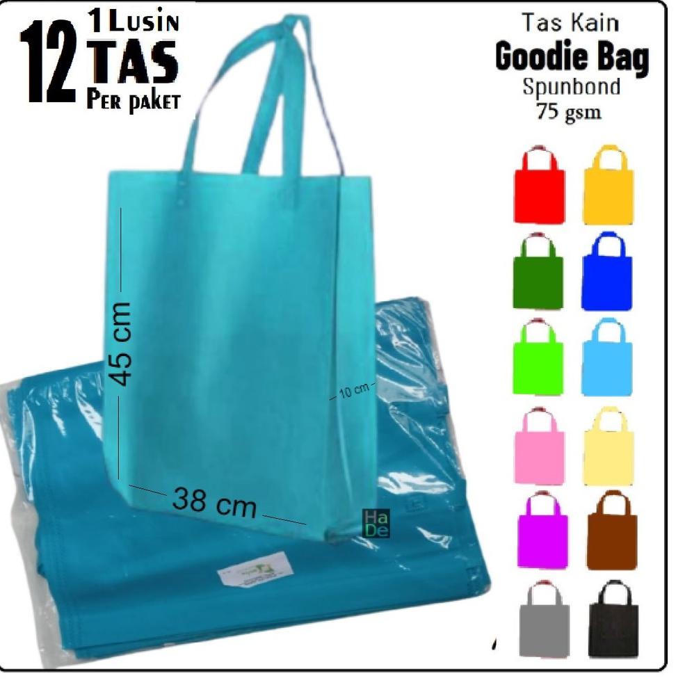 

Spesial 1 Lusin isi 12 Tas Kain Spunbond Goodie Bag Tali Jumbo XL= 38x45 cm Untuk Kantong Belanja Lipat Serbaguna, Goody bag Bingkisan Souvenir hampers Sembako, Idangan besek / berkat hajatan / Tasyakuran / Tahlil / kue, lusinan murah besar 38x45x10 go gr