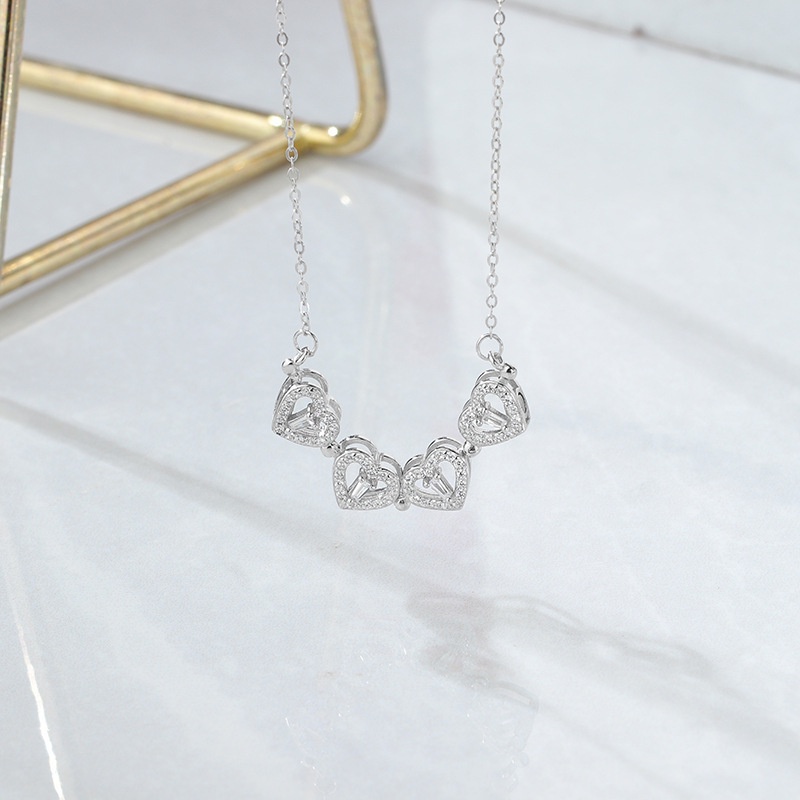 1pc Wanita Fashion Cinta Berongga Kalung Tujuan Ganda Kalung Kepribadian Rantai Klavikula