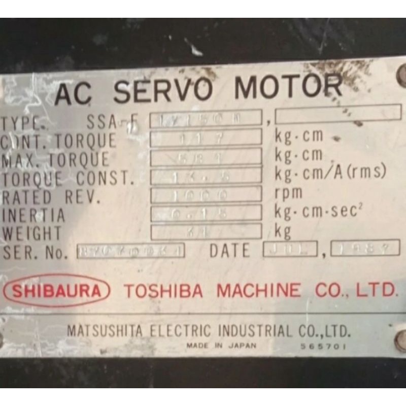 Ac Servo Motor MATSUSHITA Type SSA-F1750N