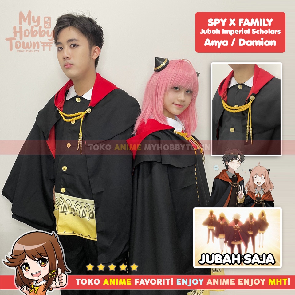 Jubah Imperial Scholar Anya Damian Kostum Cosplay Anime Spy X Family