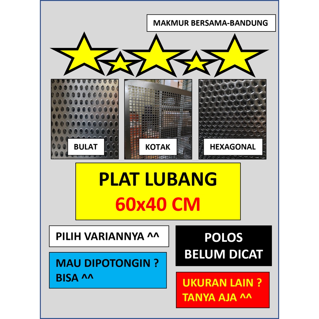 Plat 60x40 - Hexagonal Lubang 6 mm - Plat Besi Ram Speaker - Tebal 0.8 mm - Ram Grill Plat Lubang