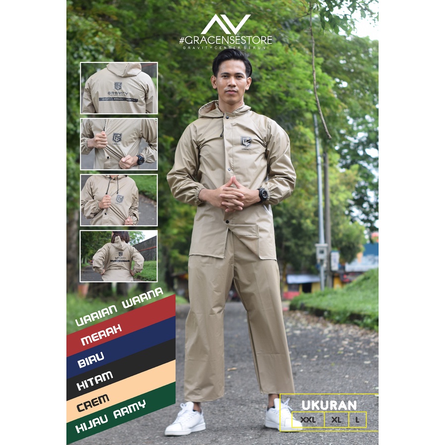 JAS HUJAN ANTI REMBES MANTEL TERBAIK SETELAN JAKET CELANA UNISEX NO BOCOR BOCOR By Gravity Raincoat