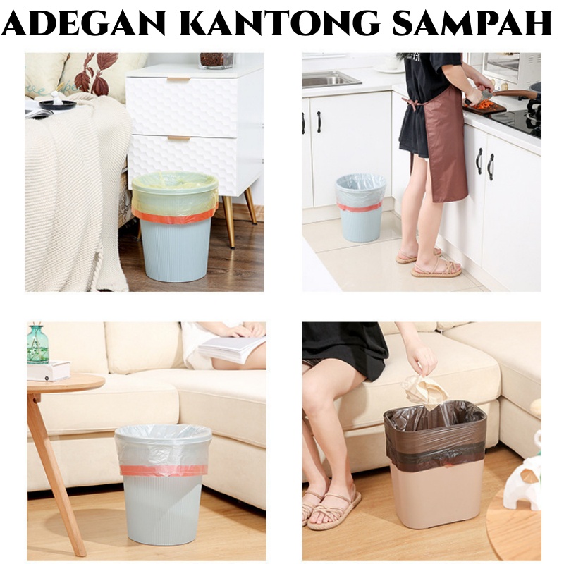 Kantong Plastik Sampah Roll Dengan Tali Pengikat Isi 15 Lembar / Tas Kresek Sampah Dapur Gulung Serbaguna Sekali Paka COD