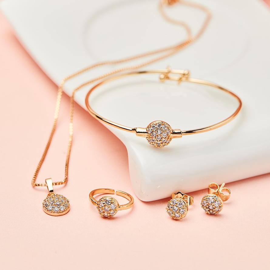 Terdepan Y031 kalung gelang cincin anting perhiasan anak 1 set perhiasan perempuan satu set perhiasa