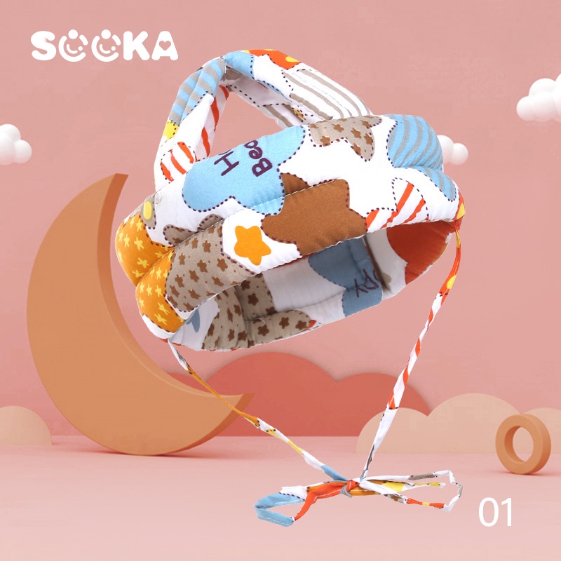 SOOKA Bantal pelindung kepala bayi Topi pelindung kepala bayi Helm Anti Jatuh Bantal Helm Belajar Jalan | Baby Head Safety Helmet Bahan Tebal 3 Cm Adjustable Untuk Bayi 5-24 Bulan SK-EBA1103