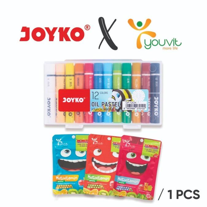 

Joyko Krayon Oil Pastel OP-12CR 12 Warna Free Youvit Multivitamin Anak