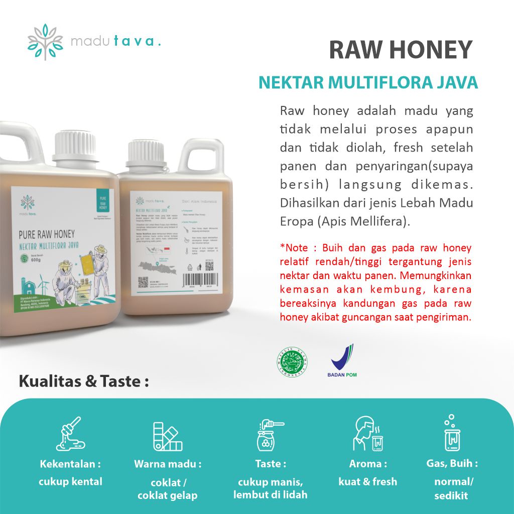 Madu Asli Murni 600gr Tava Grade A Nektar Multiflora Java 100% Alami Pure Natural Raw Honey