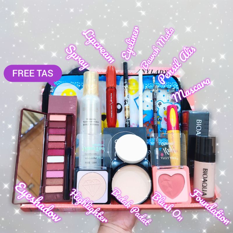 Foundation Bioaqua Set /Paket Make up Lengkap