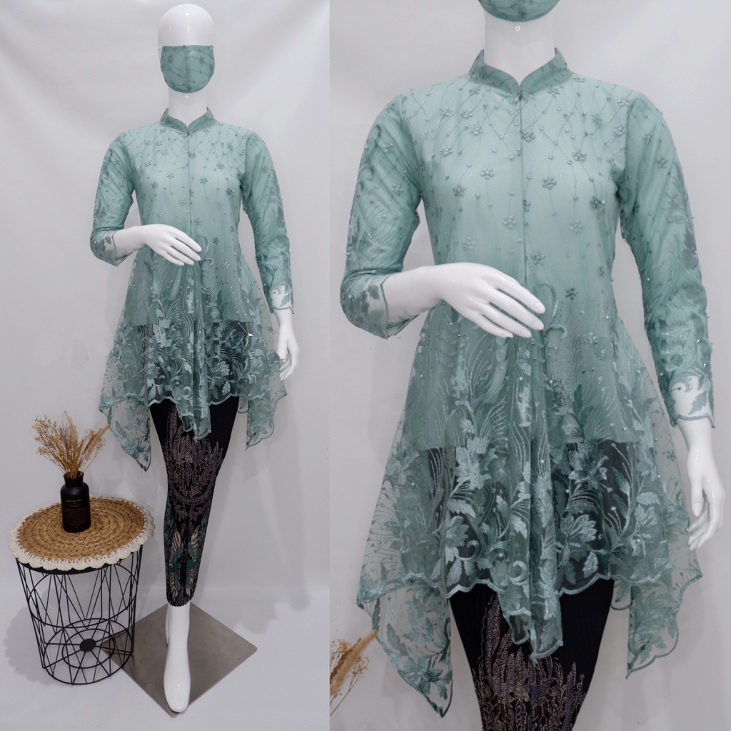 SHOPASHOP SOLO Batik Set Atasan Kebaya Shanghai Tille mutiara &amp; Rok plisket halus fit m l xl xxl