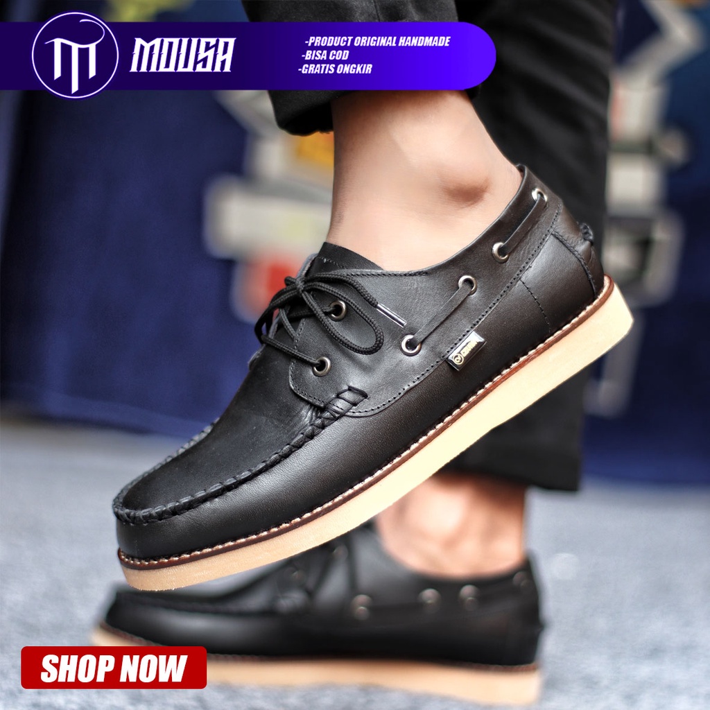 Sepatu Kulit Pria Casual Formal Pantofel Kerja Kantor Mousa Davis