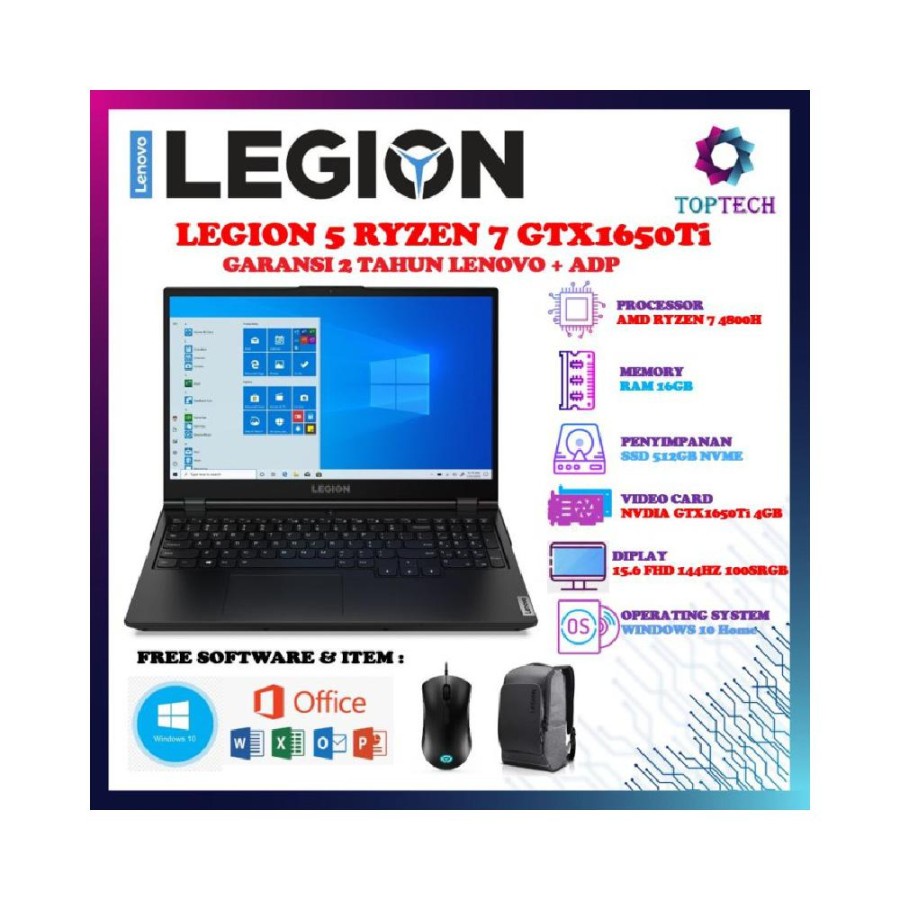 LENOVO LEGION 5 144Hz AMD RYZEN 7 4800 16GB 512ssd GTX1650Ti 4GB MKID