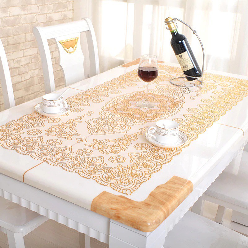 (Serba Serbi) Alas Meja Ruang Tamu Cantik / Taplak Meja Table Besar Tampilan Lebih Mewah -40x84 Motif Renda