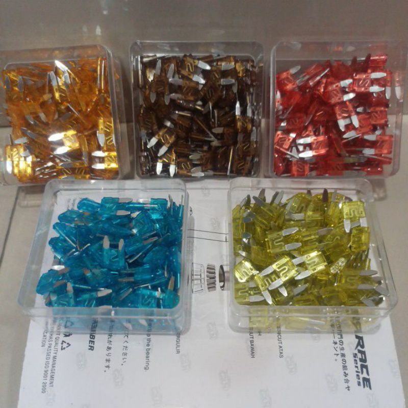 100 PCS REZEAL FUSE SEKRING TANCAP KECIL MOTOR MOBIL 5A 7,5A 10A 15A 20A