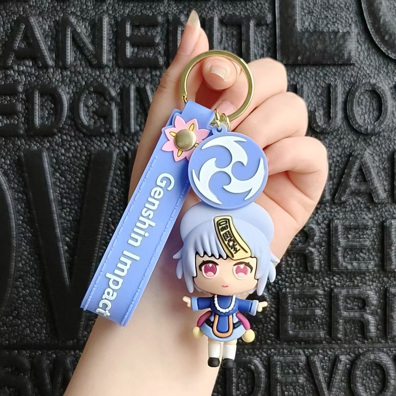 Genshin Impact Keychain Xiao Venti Qiqi Keqing Figure Toy PVC Doll Keychain Bag Pendant Keyring Kids Christmas Birthday Gift