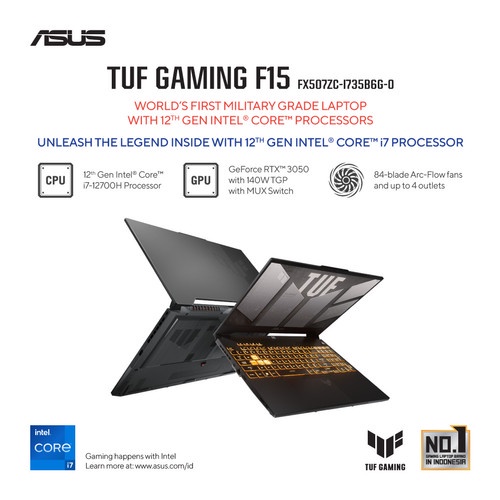 Laptop Gaming ASUS TUF FX507ZC I735B7GO RTX3050 4GB/ I7 12700H 16GB 512SSD OHS 15.6FHD 144HZ W11