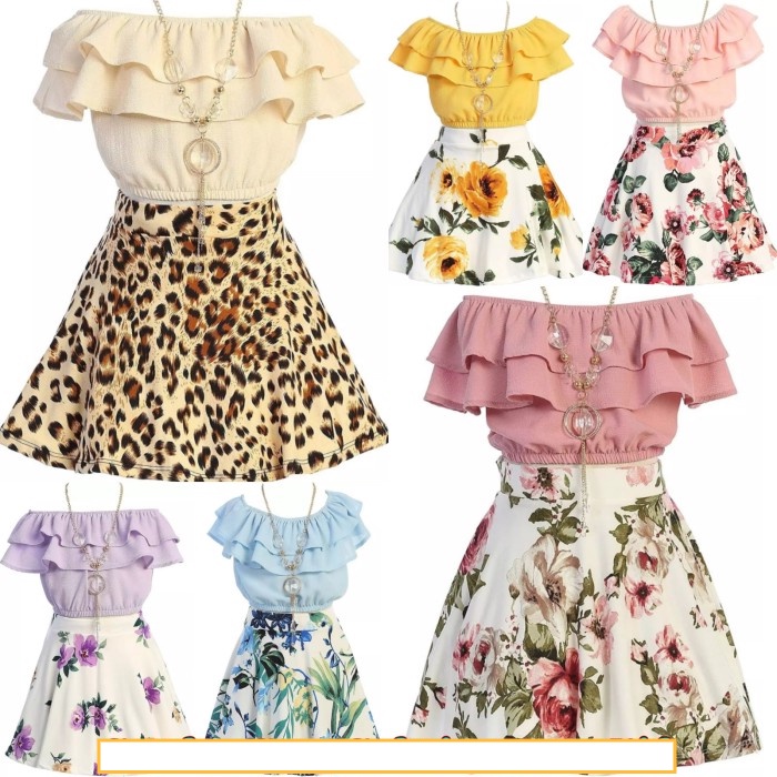 Baju Setelan Rok Anak Perempuan Usia 3-5 Thn Set Crop Sabrina Nana