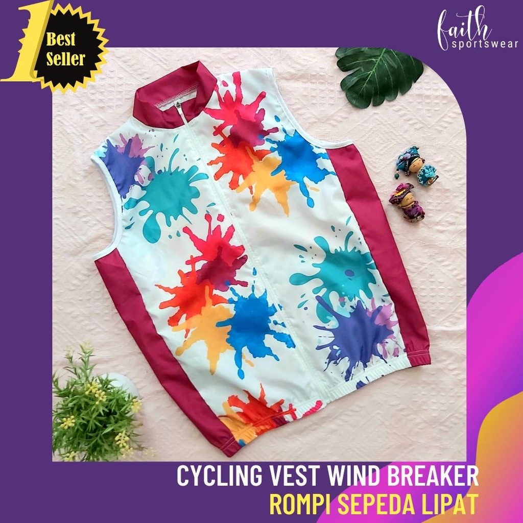 [Motif Baru] ROMPI OLAH RAGA/ ROMPI SEPEDA / CYCLING VEST SEPEDA WANITA/PRIA MOTIF COLOR SPLASH