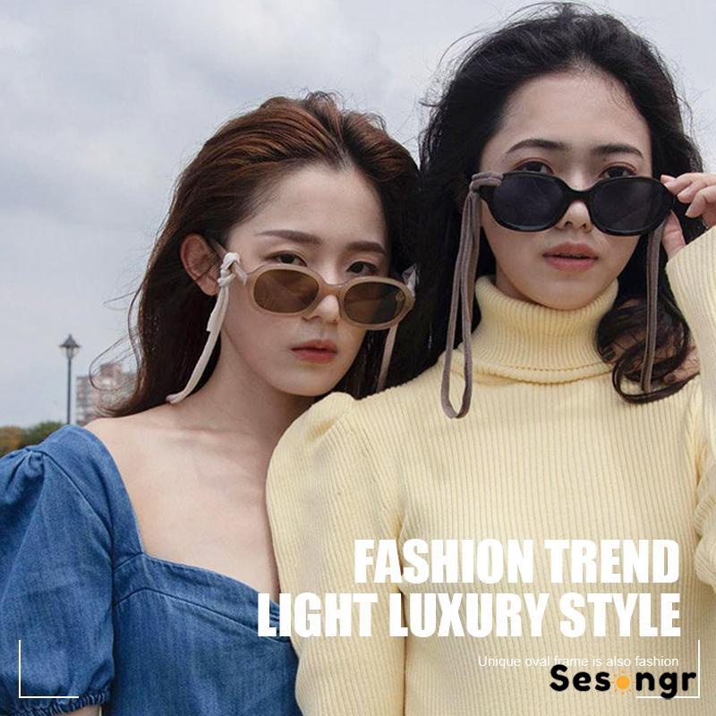 Kacamata Bingkai Oval Korea kaca mata Lensa Gaya Klasik Optik Anti UV400 Sunglass Untuk Pria Dan Wanita