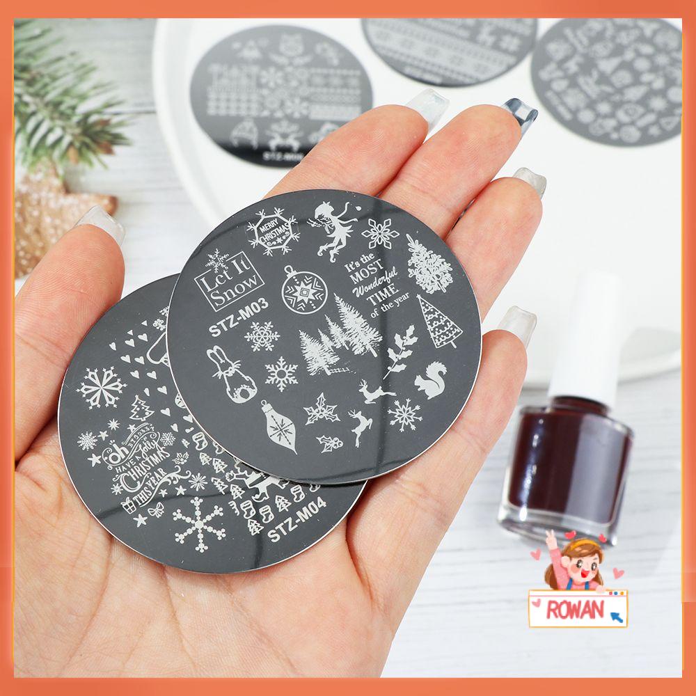 R-flower Nail Stamping Plate Cetakan Stensil Santa Claus Natal Musim Dingin