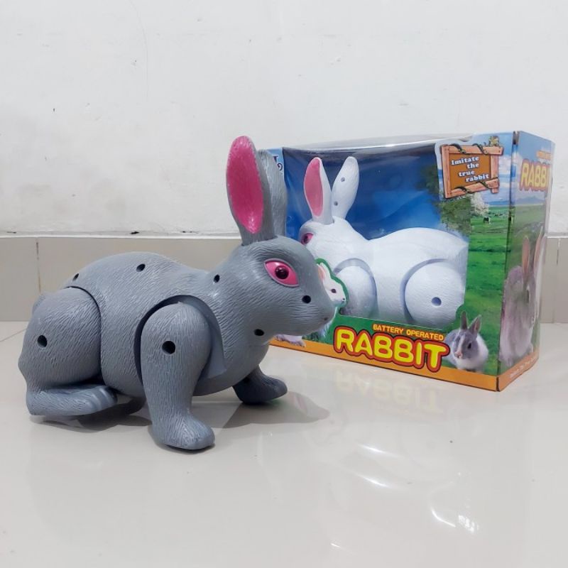 MAINAN KELINCI LUCU BISA JALAN &amp; MUSIK - ROBOT FIGURE HEWAN RABBIT BATERAI ANAK LAKI PEREMPUAN