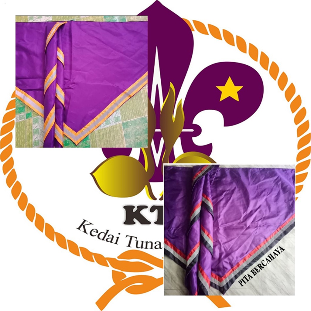 Scarf Pramuka 2 Warna Pita Bercahaya Scraf Pramuka Scarft Slayer Sleyer Pramuka Ungu Pita Bercahaya