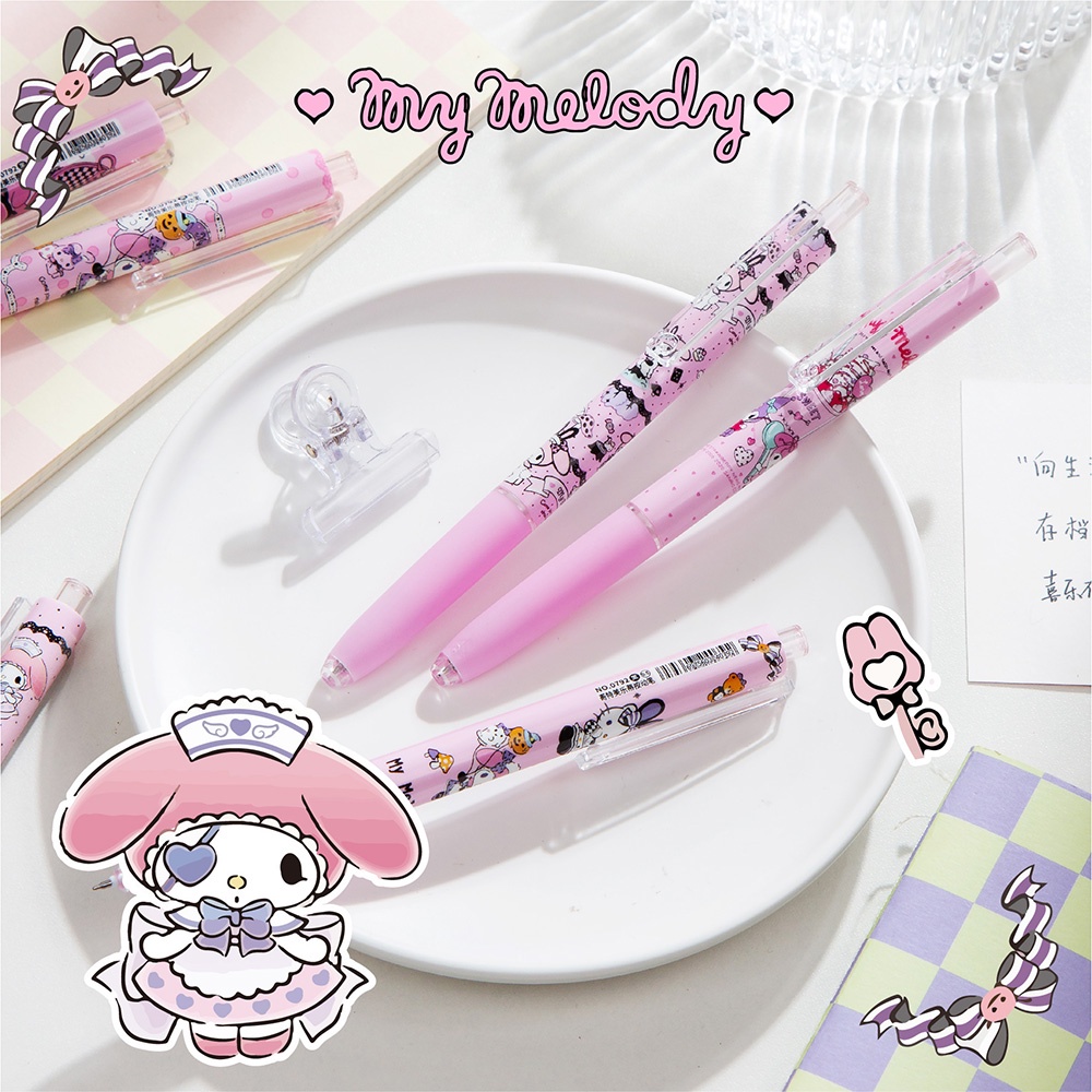 6pc/set Siswa Sekolah Kartun Melody 0.5MM Tinta Hitam Menulis pen Penandatanganan pen