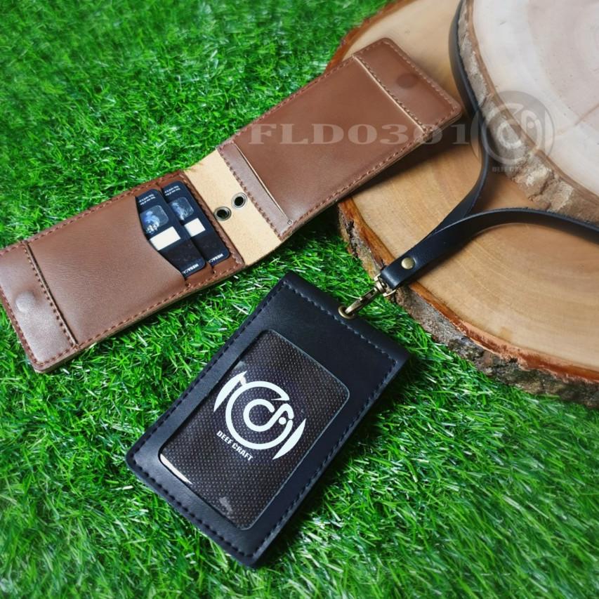 

[H-6E]♕☛ ID Card Holder Lipat Magnetic Multi Fungsi / Name Tag Kulit [FLD0301] kekinian