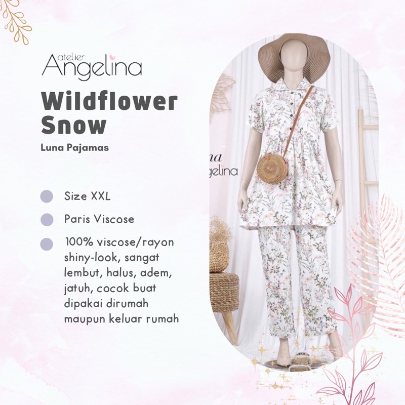 (Size 2XL) Wildflower Snow Pajamas Piyama Jumbo Dewasa Anna Luna Little Lil Elsa Dress Anak Panjang 