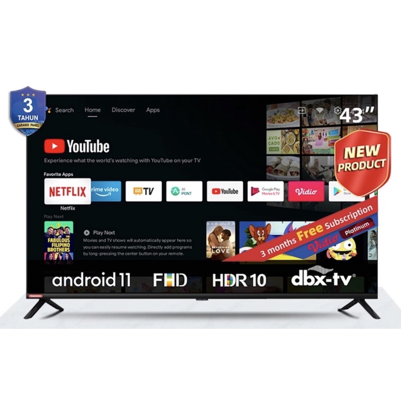 Changhong 43 inch android tv frameless digital smart tv