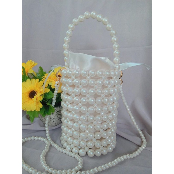 Karin Bucket Bag | [PRE-ORDER] | Pearl bag | tas Manik-manik | tas lucu | tas pesta | clutch bag | Bucket bag | korean style | tas mutiara|